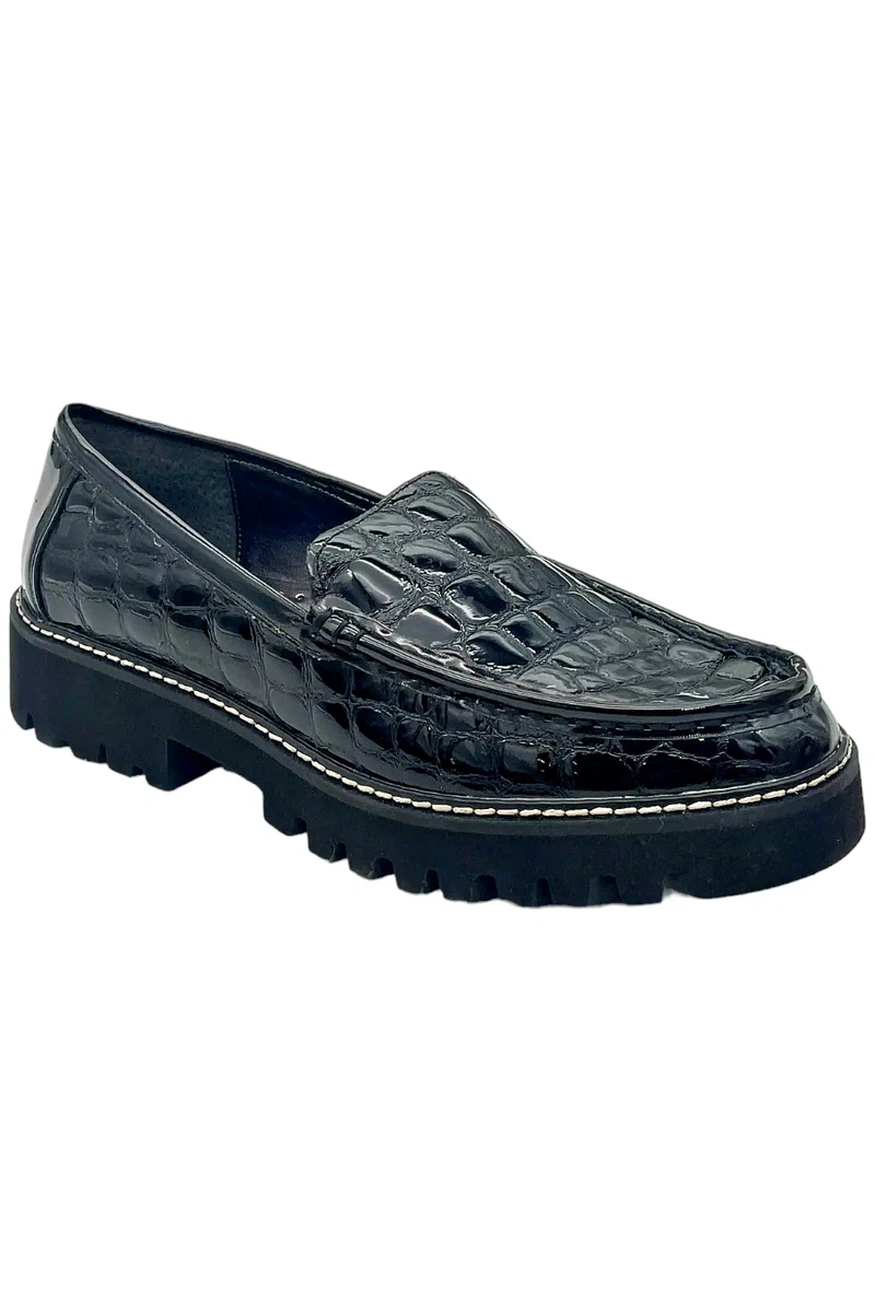 Donald J. Pliner Black Blue Trim Leather Loafer Size 9 155 DACIO at Donald Pliner main image 4