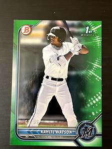 Kahlil Watson 2022 Bowman Paper 1st Green 63/99 #BP-3 Miami Marlins SP Rookie