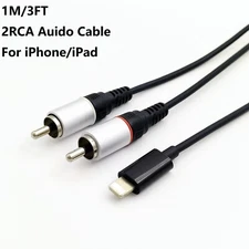 For iPhone to 2RCA Splitter Audio Cord RCA Y Adapter Hi-Fi Sound RCA 1M/3FT