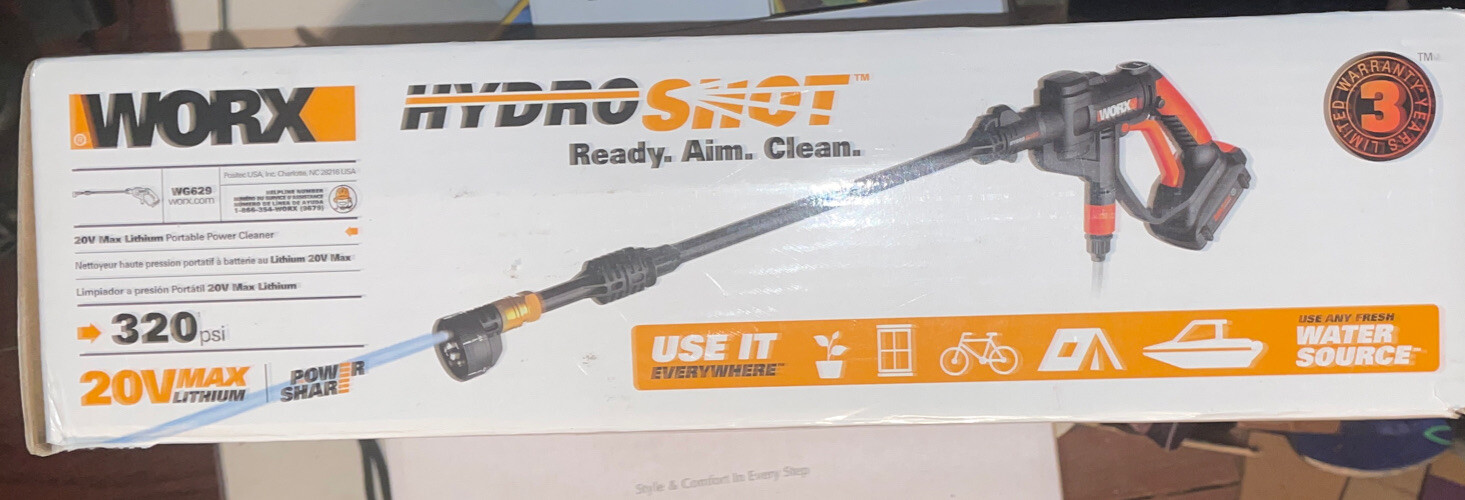 WORX Hydroshot Cordless 20V Pressure Washer Black *BOXED* WG629