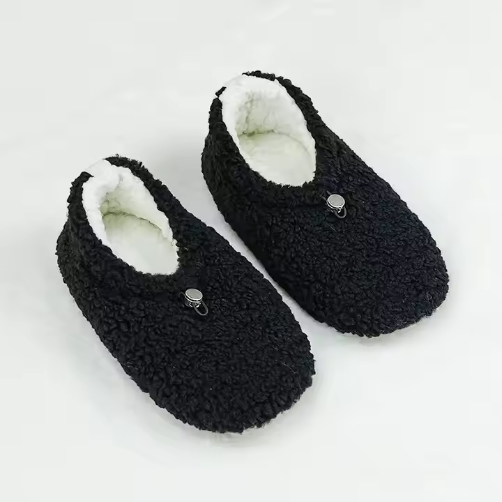 Women's Faux Shearling Pull on Slipper Socks w/Metal Toggle