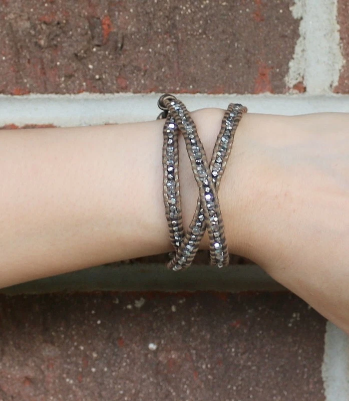 Chan Luu 925 Sterling Silver Brown Leather Hematite Mixed Bead Wrap Bracelet - Image 3 of 4