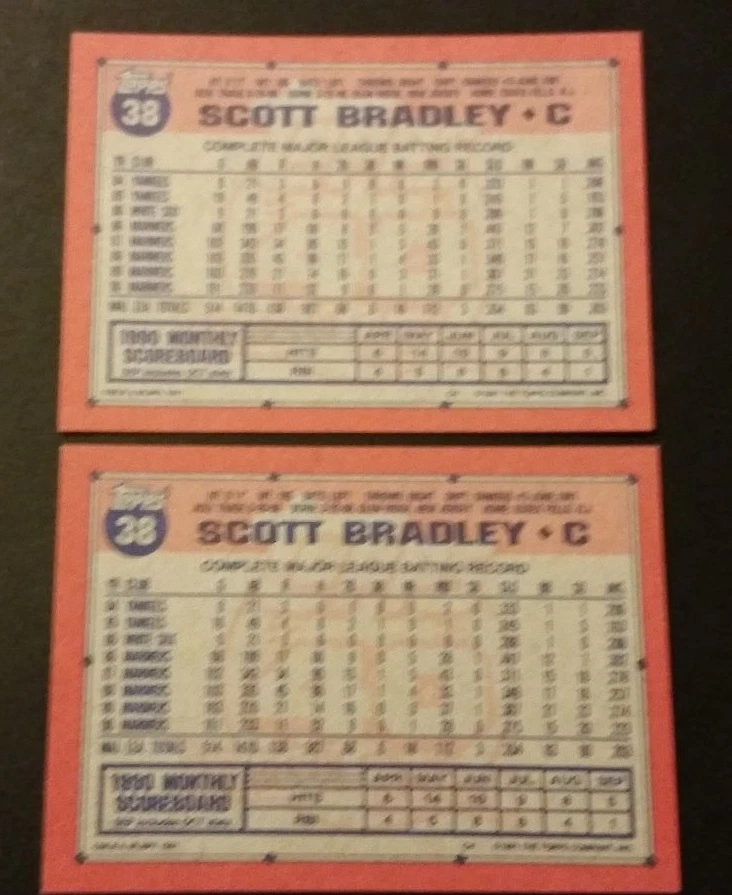 Scott Bradley Mariners Yankees 1991 Topps Desert Shield #38 Authentic MY15 - Image 2 of 2