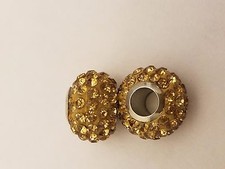 Topaz Polymer Clay Rhinestone Rondelle European Bead 13x9mm, Hole 5mm