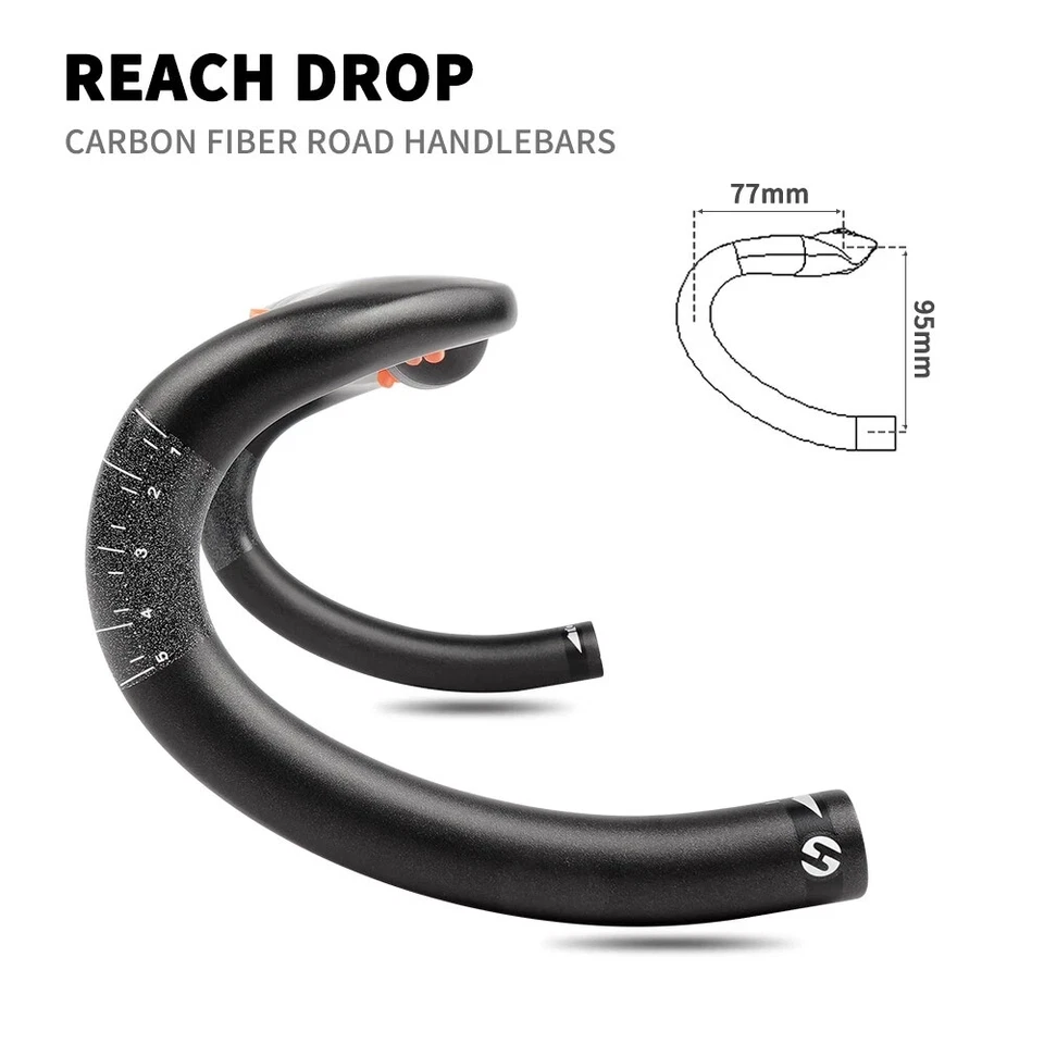 Road Bike Full Carbon Handlebar Ultralight UD Matte Bend Bar 31.8x400/420/440mm - Image 4 of 4