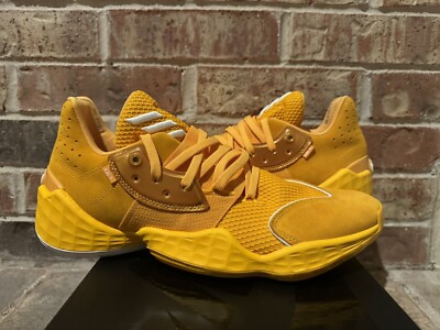 New 12.5 Adidas Harden Vol. 4 Canary Yellow White Basketball Shoes
