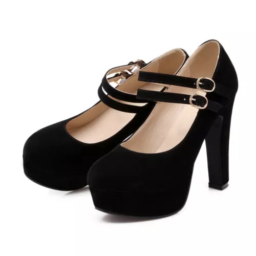 Women's Court Shoes Platform Ankle Strap Mary Jane Shoes Block High Heel Pumps@ - Picture 12 of 19