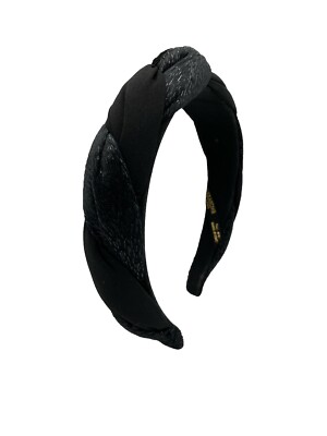Alexandre De Paris Twisted Rope Knot  Padded Headband Black