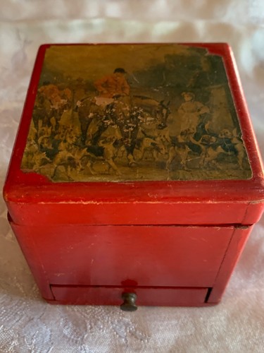 Vintage Cigarette Dispenser Wood Box Fox Hounds  - Picture 1 of 9
