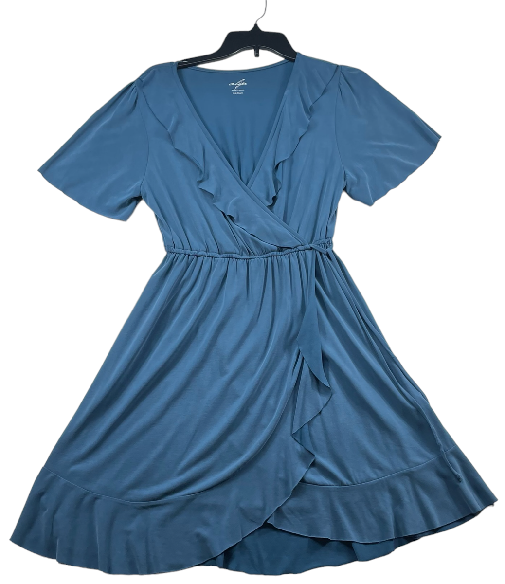 Alya Dress Womens size Medium Blue Crossover Vneck Short Sleeve Sheath |  eBay