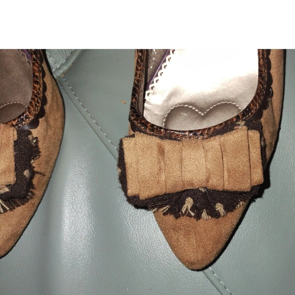 Poetic License Лондон коричневый ретро стиль насосы размер 9,5 Funky уникальный Artsy - Изображение 3 из 4