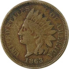 1863 Indian Head Cent F Fine Details Penny 1c Coin SKU:CP1197