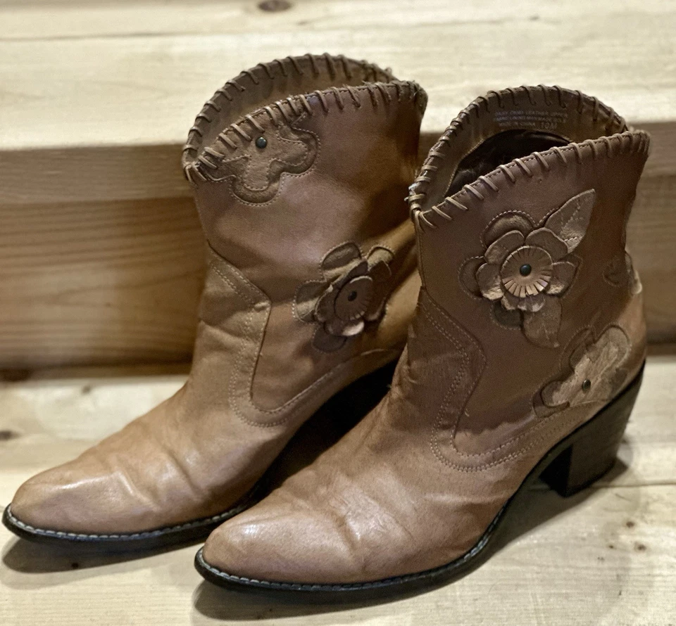 Mia Daisy C9381 Mujer’s 10 M Botín Tobillo Western Cuero Botas Florales 3D 2 Tonos Foto 2 de 4
