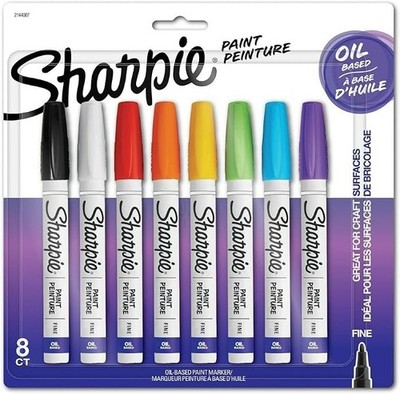 Sharpie Oil-Based Paint Markers 8-Pack Medium Point Assorted Colors Art Painting