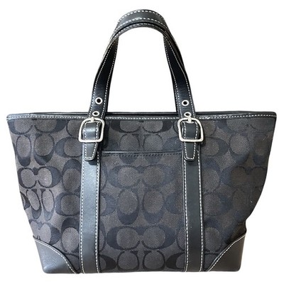 Authentic COACH Handbag Signature Black Canvas Leather Logo 6043 Mini Tote Bag