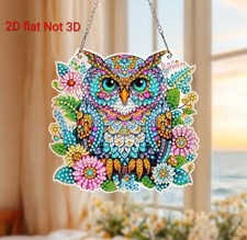 BRILLIANT BEJEWELLED OWL Completed Handmade Diamond Painted  Swinging Decoration