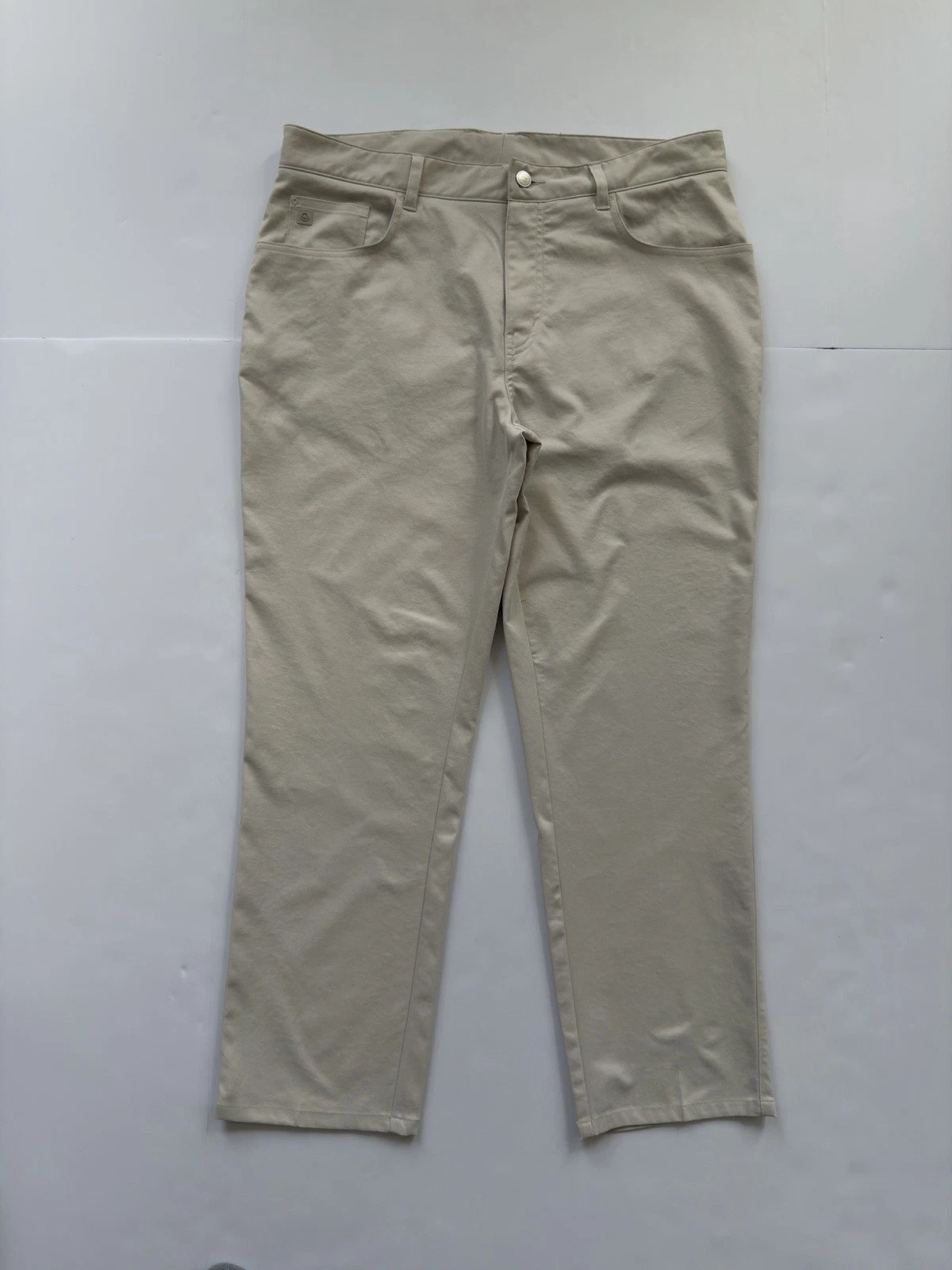Peter Millar Golf Pants Mens 35x27 Beige Performance Stretch Chino Lightweight