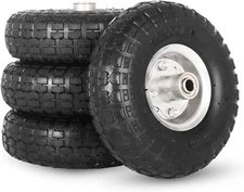 4.10/3.50-4" Tire and Wheel, 10" Pneumatic Tire, 4 Pack, with 2 1/4" 4 Pack 