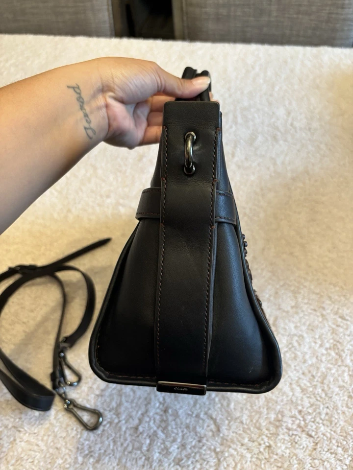 Coach 55503 Acolchado Cañón Swagger 27 Cartera Cuero Hombro Monedero Embellecido Foto 3 de 4