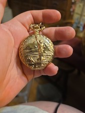 American International Mint Statue of Liberty Quartz Pocket Watch w/ Chain