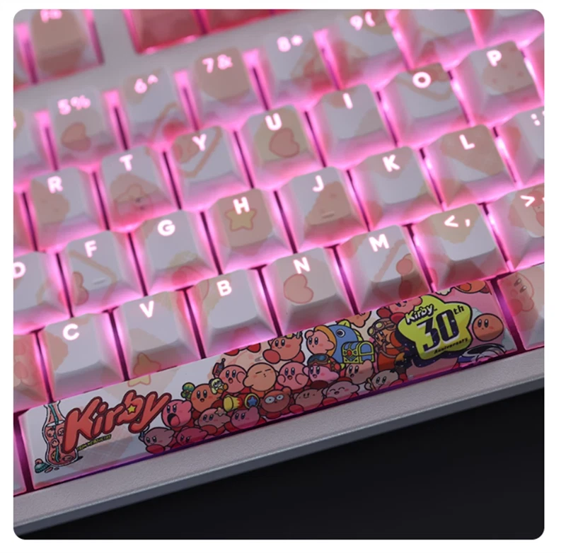 Pink Kirby Theme OEM Cherry Height PBT For Mechanica keyboard 108 PCS Keycaps - Image 3 of 4