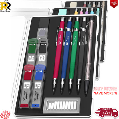 Mr. Kugelschreiber Druckbleistift Set mit Mine und Radiergummi Minen, 5 Größen 0,3, 0,5,
