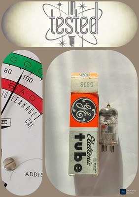 GE 5879 Vacuum Tube TESTED 90 NOS Strength Original Box Gibson GA-40 Hi-Fi Pento