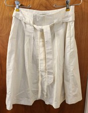 Banana Republic White Classic Pleated Tied Front Midi A-line Skirt Women  s Sz 0