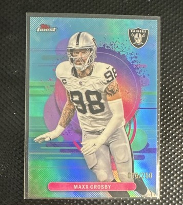 2025 Topps Finest Maxx Crosby Uncommon Sky Blue Refractor #/250 Raiders