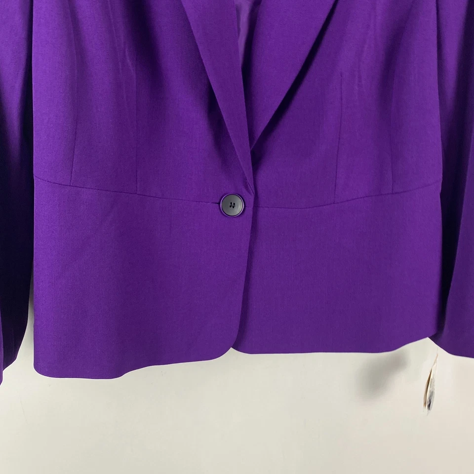 Chaqueta Blazer Kasper Talla 16W Carrera Mangas Largas Púrpura Un Botón Foto 3 de 4