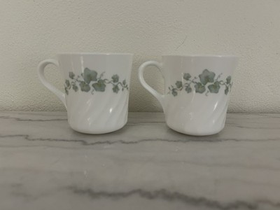 Set Of 2 Corelle Coordinates Callaway Ivy  Coffee Mugs Cups Green Ivy