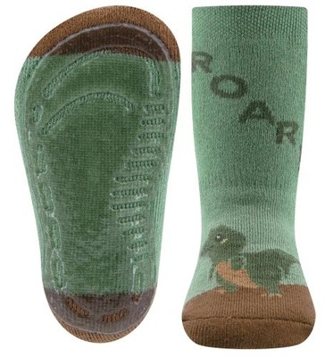 Stoppersocken aus BW Vollfrottee Softstep Sohle v. EWERS in Schilfgrün DINO Baby