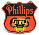 Phillips 66 Ethyl Gasoline - Vintage Porcelain Sign - Pump Plate Advertisement