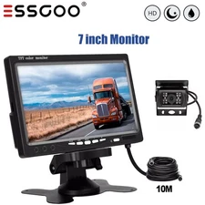 ESSGOO 7" Car Monitor Screen with Rear View Reverse Backup Truck Camera Van Bus
