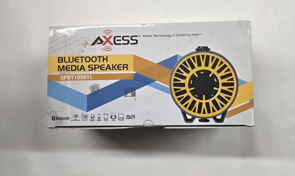 Axess портативный BT аудио динамик FM-радио USB/SD AUX-IN, желтый цвет SPBT1056YL - Изображение 2 из 4