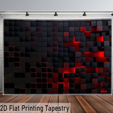 1pc - Extra Large Size - Sci-Fi Black and Red Cube HD Digital Print Giant Tapest