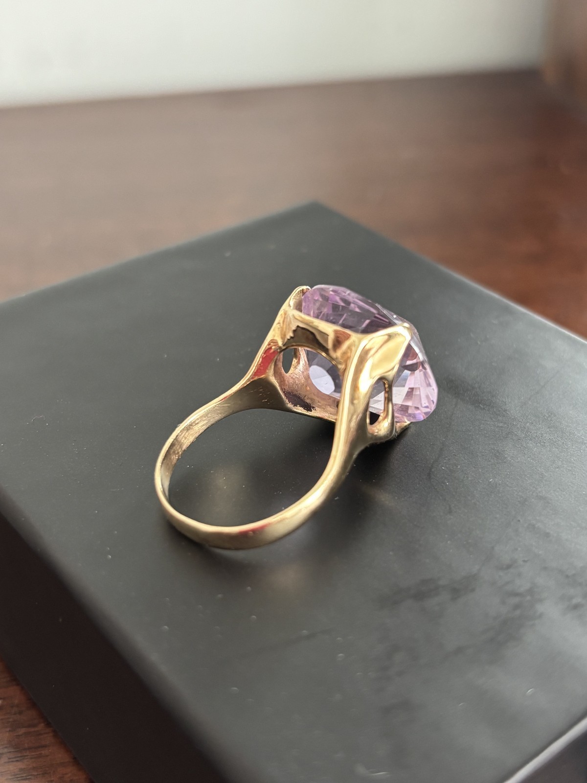 Fantasy-cut Amethyst 14K Solid Gold Cocktail Ring… - image 9