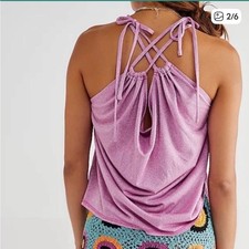 NWT Free People Wanna Dance Convertible Top M Pink Shimmer