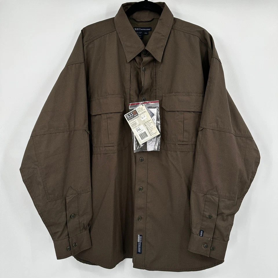 NUEVO CON ETIQUETAS 511 Tactical Series Hombres Manga Larga Camisa Abotonada Marrón 2XL Algodón Foto 4 de 4