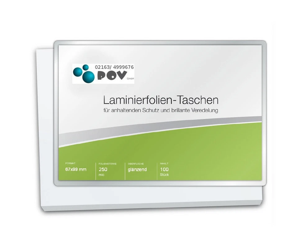 POV GMBH Laminierfolien Badge (67 x 99 mm), 2 x 250 mic, glänzend