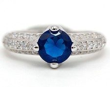 2CT Treated Blue Sapphire  Topaz 925 Sterling Silver Ring Jewelry Sz 6 MK1-2
