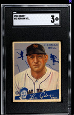 1934 Goudey #52 Herman Bell Giants SGC 3 PSA X