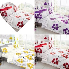 Poppy Floral Polka Dots Printed Duvet Quilt Covers Soft Bed Linen Bedding Sets