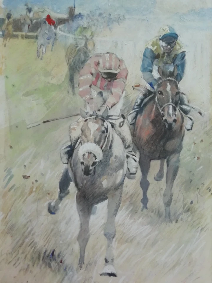 KENNETH JAMES WYNN 1922-2009 EQUESTRIAN WATERCOLOUR ON BOARD SIGNED & DATED 1984 - Image 3 of 4