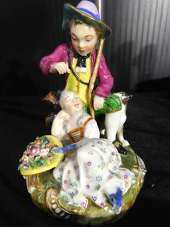 Beautiful Antique Porcelain Figurine Circa 1840 Manufacture Old Vienna Press Mark with Numbers
