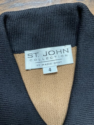St John Santana Knit Sweater Blazer Brown/Black 4 Gold Button Old Money - Picture 3 of 4