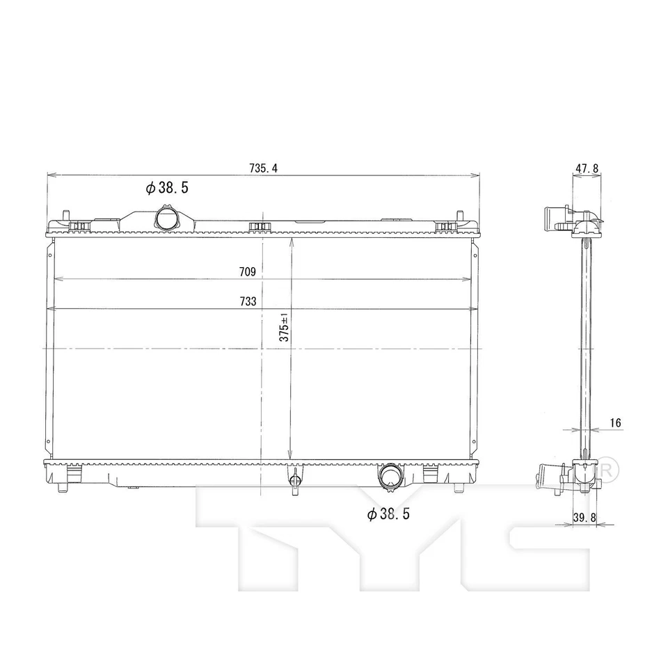 Conjunto de radiador TYC 2968 para 06-14 Lexus IS250 IS350 Foto 3 de 4