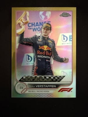 2022 Topps Chrome F1 Max Verstappen Austria GP Winner Gold Refractor 47/50 #159