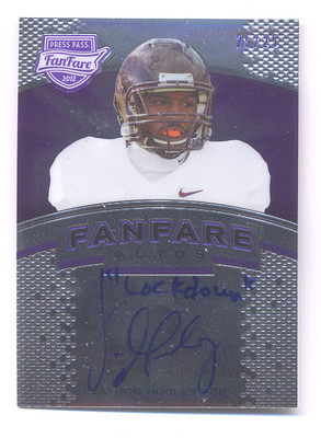 Jayron Hosley AUTO Lockdown Inscription RC 2012 Press Pass Fanfare Purple #25/25