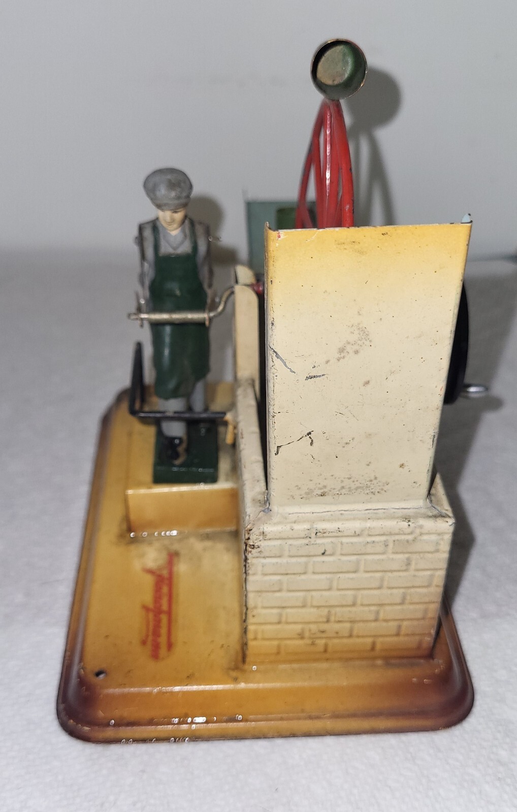 1950's Tin Litho 7in Fleischmann Steam Powered Man at Water Well Cranking Wheel eBay